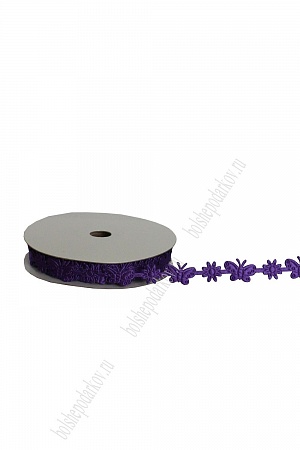Лента декоративная "Бабочки" 1,7 см (20 ярд) фиолетовый