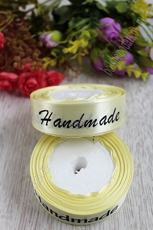 Лента атласная "Handmade" 2,5 см (кремовый №09)
