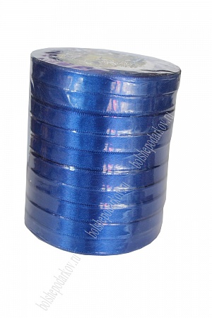 Лента атласная 1 см*25 ярд (10 бобин) SF-1361, синий  CD