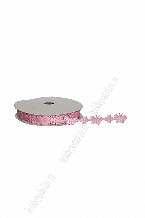 Лента декоративная "Бабочки" 1,7 см (20 ярд) розовый