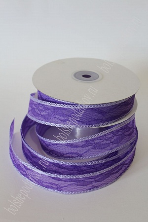 Лента органза "Узор" 2,5 см*18 ярд (ВР-312) фиолетовый